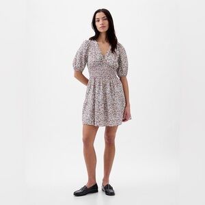 GAP Floral Mini Dress in White with Pink & Green Print